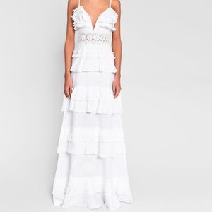 White Linen Tiered Ruffle Maxi BRIDAL